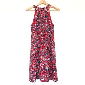 EUC Loft Pink Red Paisley Halter Dress